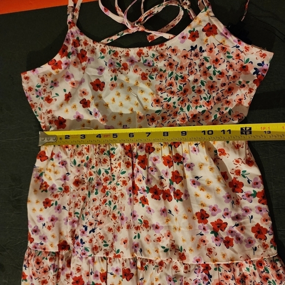 Wednesday's Girl Maternity Tiered Miini Cami Dress Pink Ditsy Floral Sz XS NWT - Picture 9 of 9